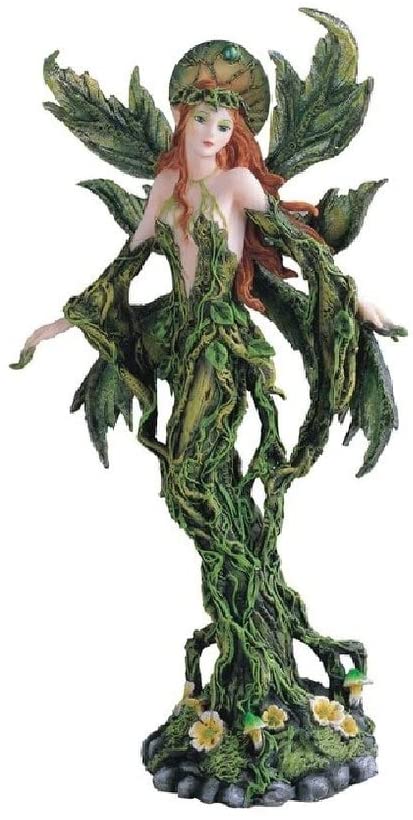 12" h Tree Fairy Green Wings Statue Fantasy Decoration