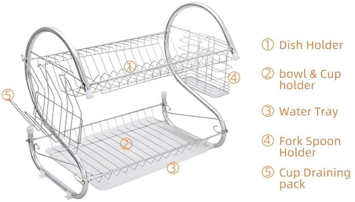 Multifunctional S Shaped Dual Layers Collection Shelf Dish White Plastic Finish - Diamond Home USA