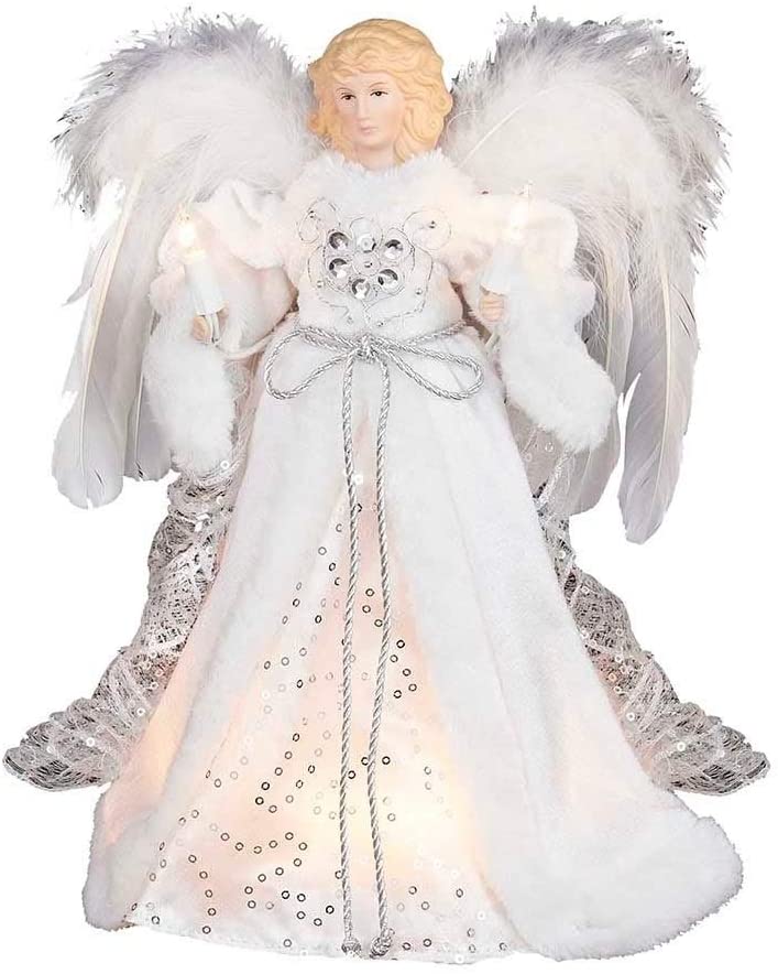 12 inch Ul 10 Light White Silver Angel Treetop Color
