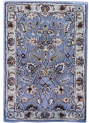 Handmade Wool Rug (India) 2' X 3' Grey Oriental Natural