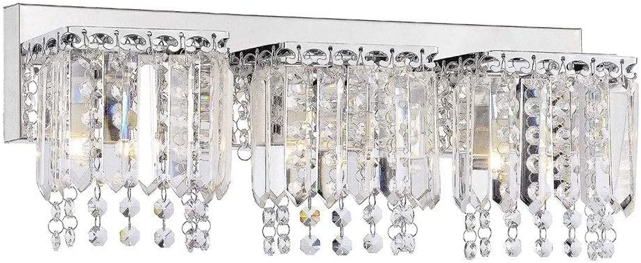 3 Light Crystal Wall Sconce Chrome Finish Clear Grey Glam Modern Contemporary Iron Metal - Diamond Home USA