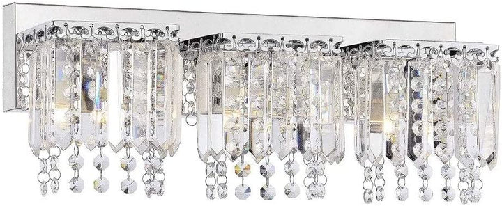 3 Light Crystal Wall Sconce Chrome Finish Clear Grey Glam Modern Contemporary Iron Metal - Diamond Home USA