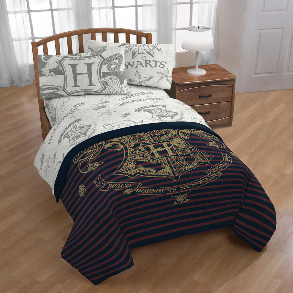 Kids Grey Harry Potter Sheet Set Twin Navy Hogwarts Bedding Star Crown Bed Sheets Birds Animal Stripe Glasses Novel Trendy Adventure Soft