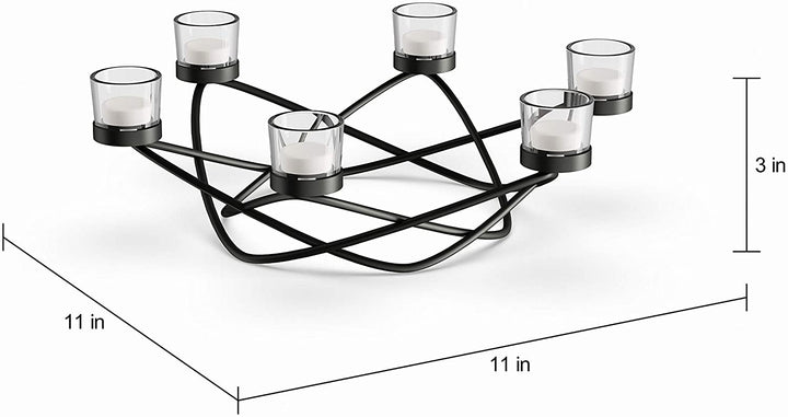 Round Waves Black Wrought Iron Candleholder/Centerpiece Modern Contemporary - Diamond Home USA