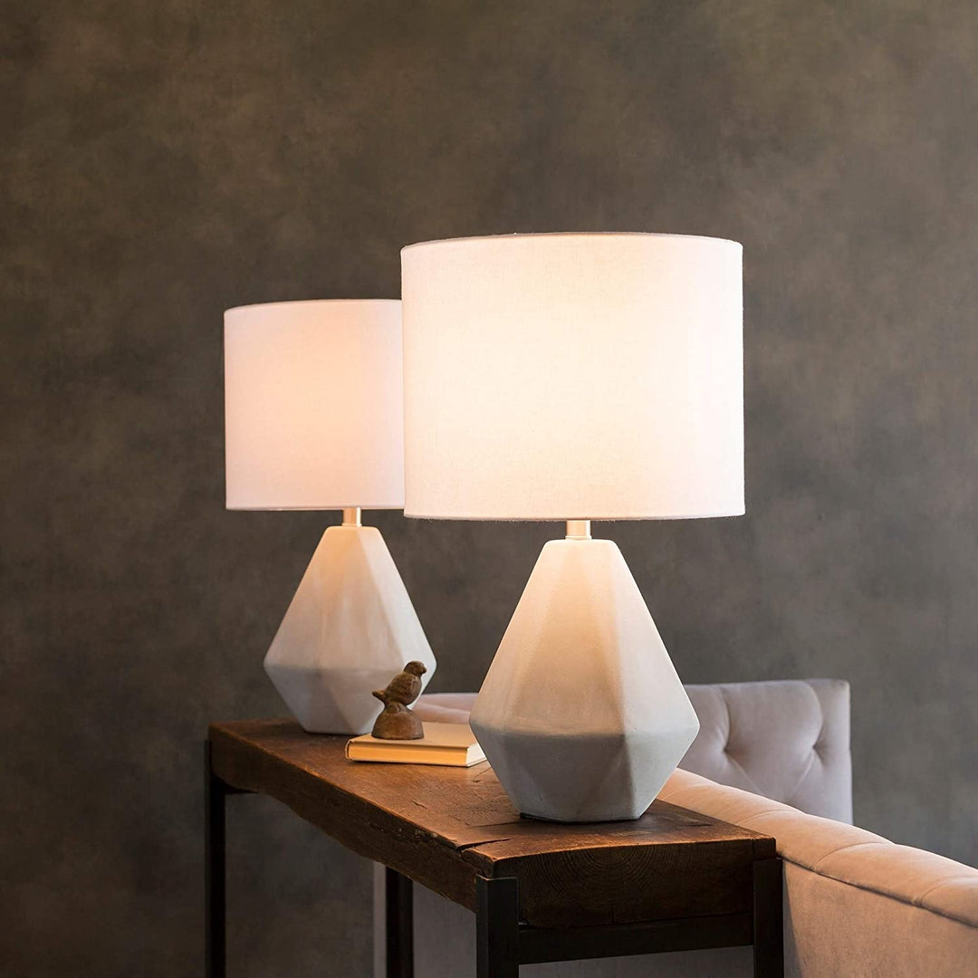 Table Lamp Natural Finish Concrete Base Cream White Modern Contemporary - Diamond Home USA