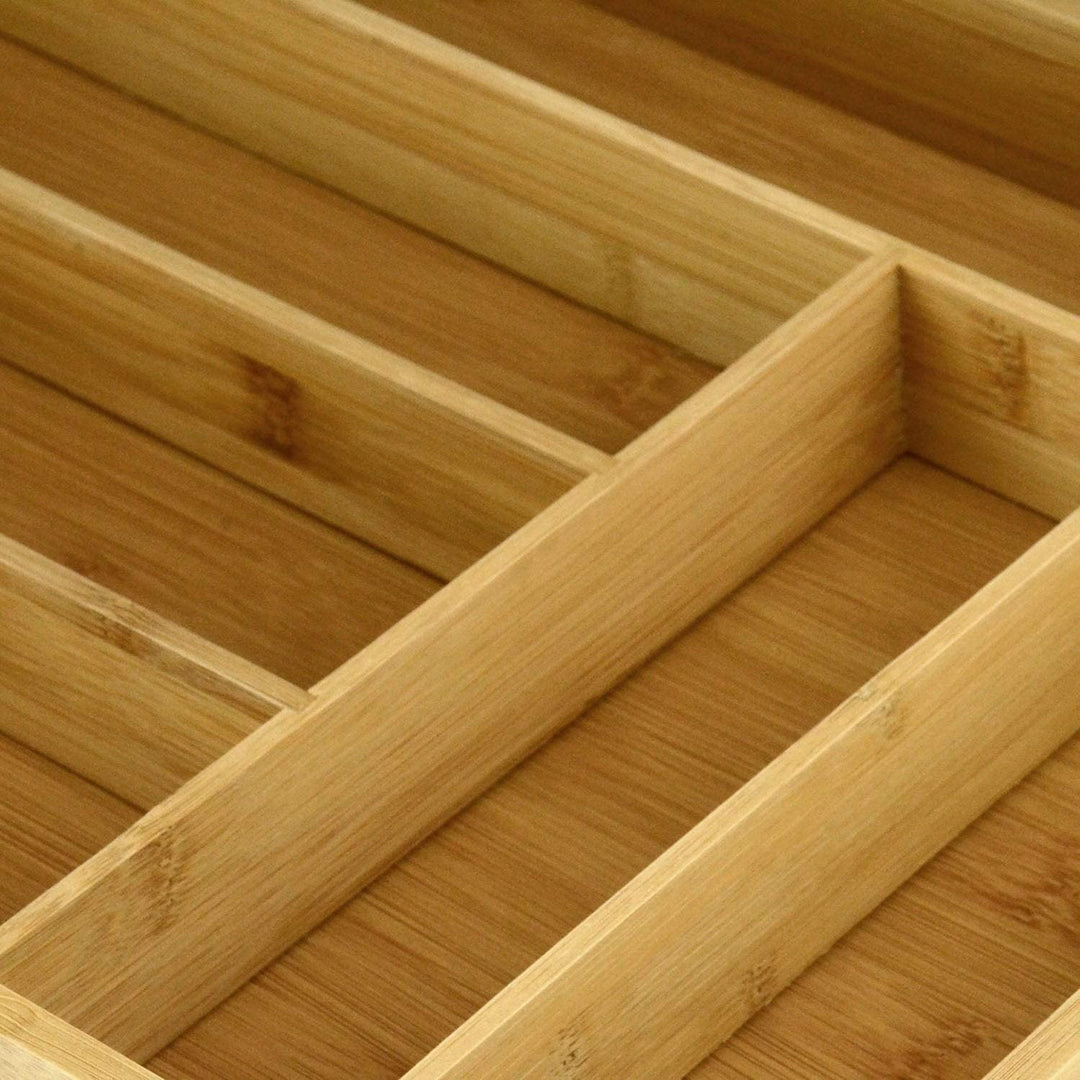 Bamboo Utility Drawer 6 Slot Organizer Cutlery Tray Bronze Wood - Diamond Home USA