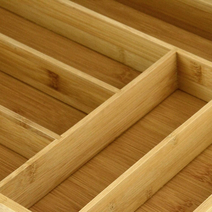 Bamboo Utility Drawer 6 Slot Organizer Cutlery Tray Bronze Wood - Diamond Home USA