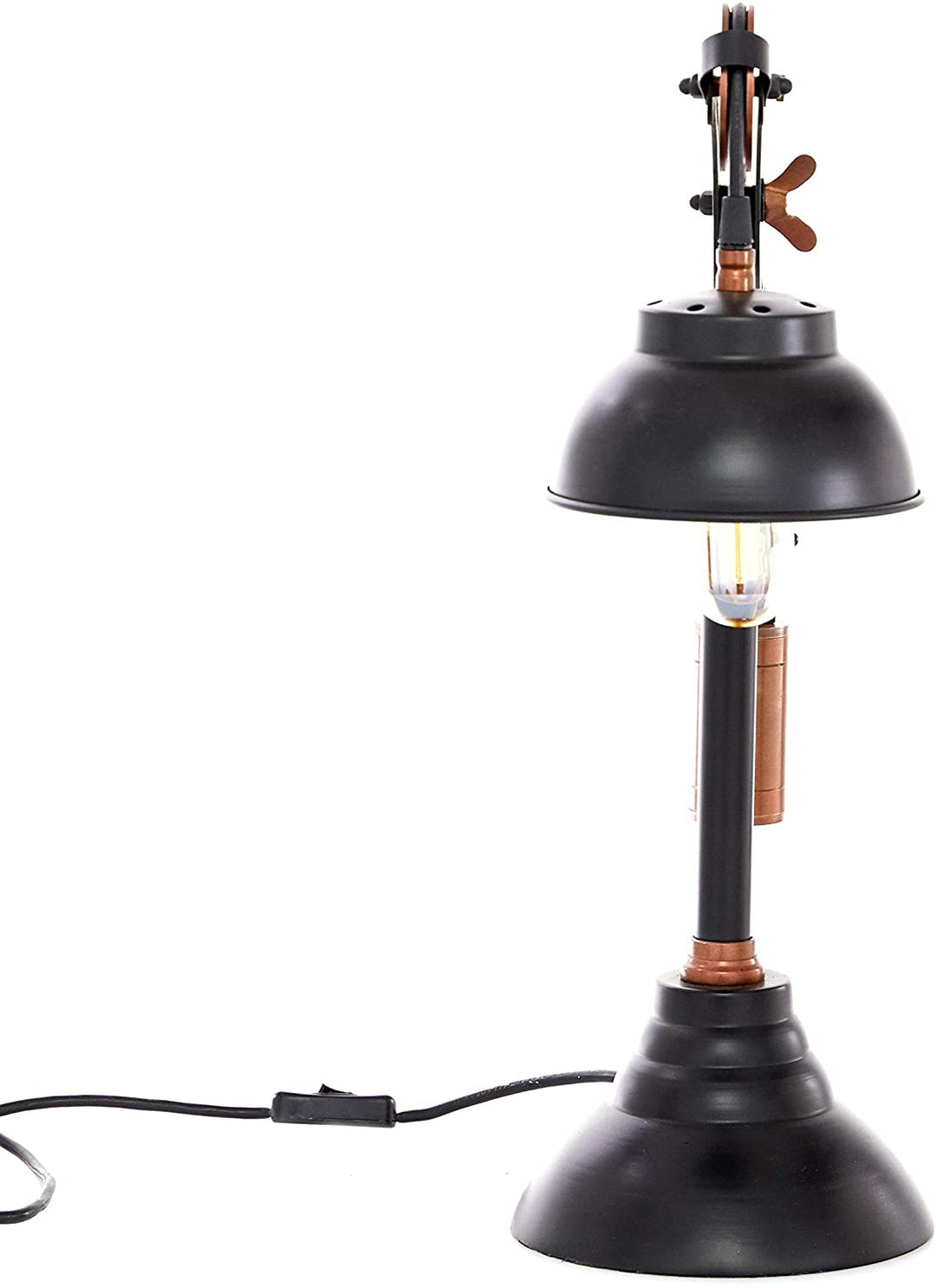 Black Copper Adjustable Pulley Table Lamp 13" X 24" 13 X 8 24 Industrial - Diamond Home USA