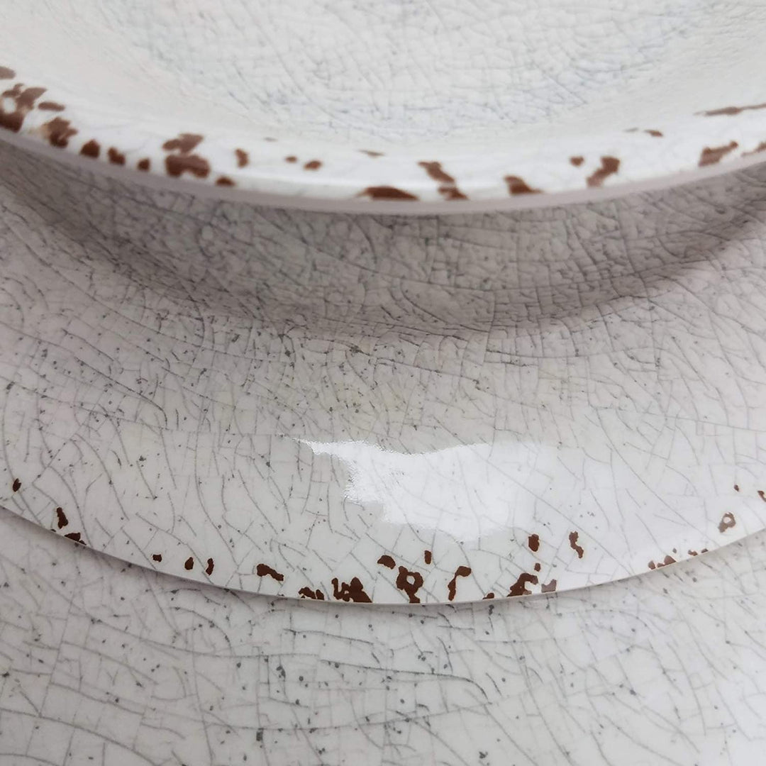 12 Piece Dinnerware Set Ice Look Decal Off/White Solid Casual Round - Diamond Home USA