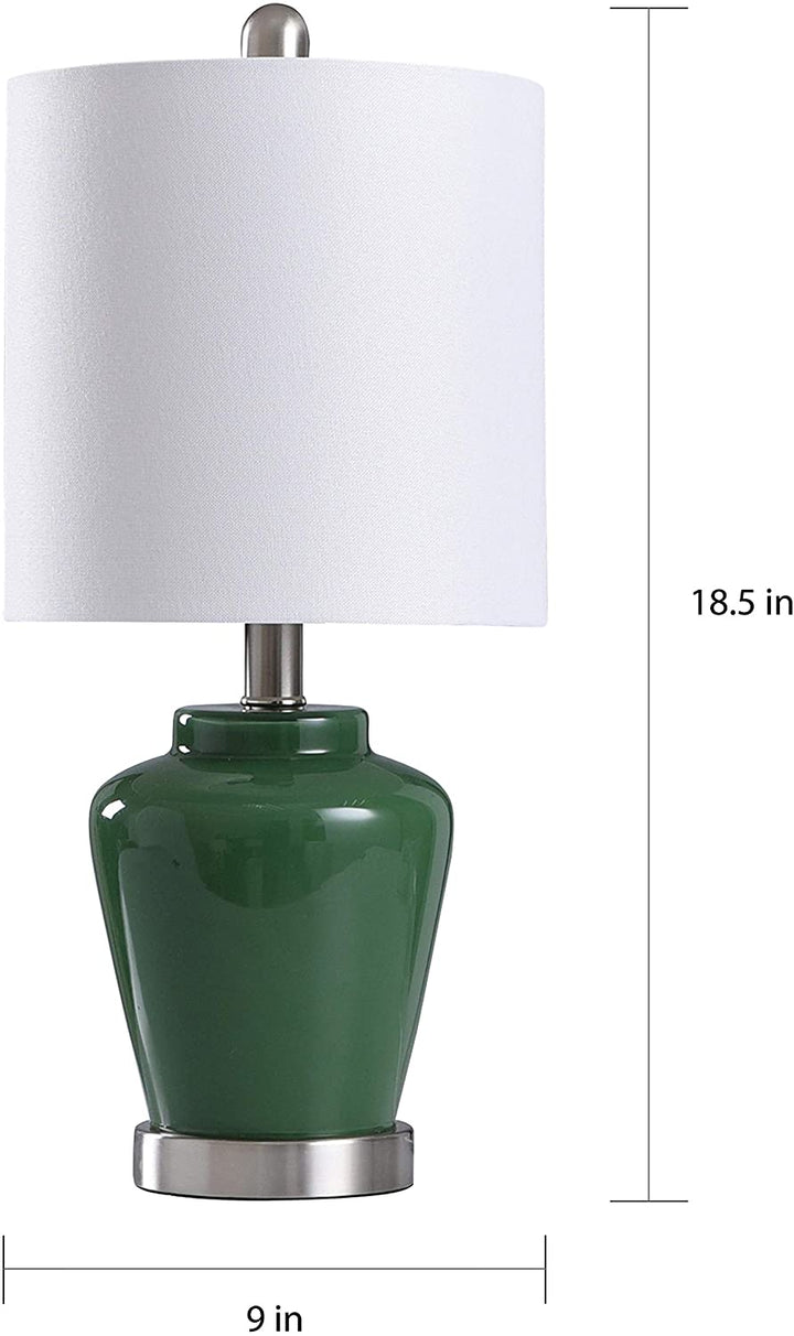 High Gloss Green Glass Ginger Jar Accent Lamp Silver Transitional