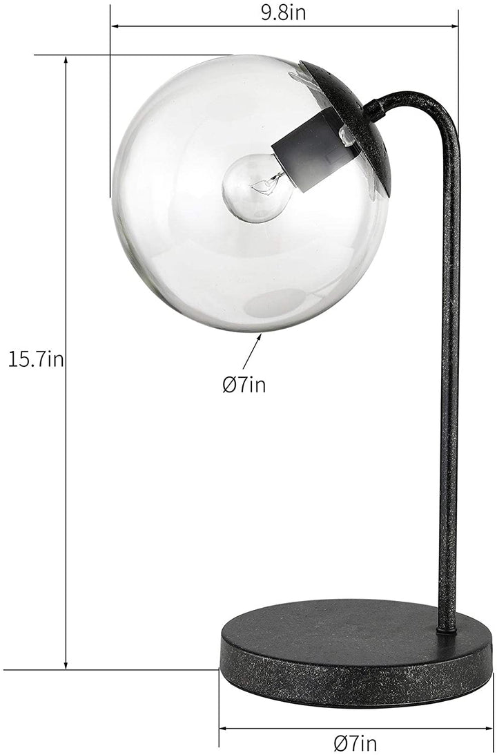 Aged Silver Glass Sphere Table Lamp (Includes Edison Bulb) Grey Industrial Modern Contemporary Bulbs Included Dimmable - Diamond Home USA