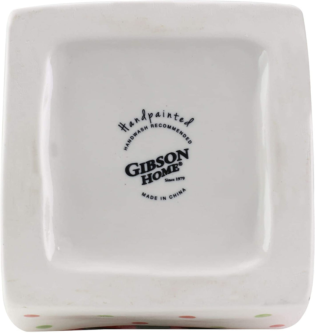 Christmas Estate 7 5 Inch Gift Box Holiday Cookie Jar Color Banded Stoneware - Diamond Home USA