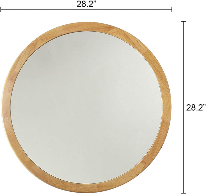 Round Accent Mirror Maple Mid Century Modern Includes Hardware