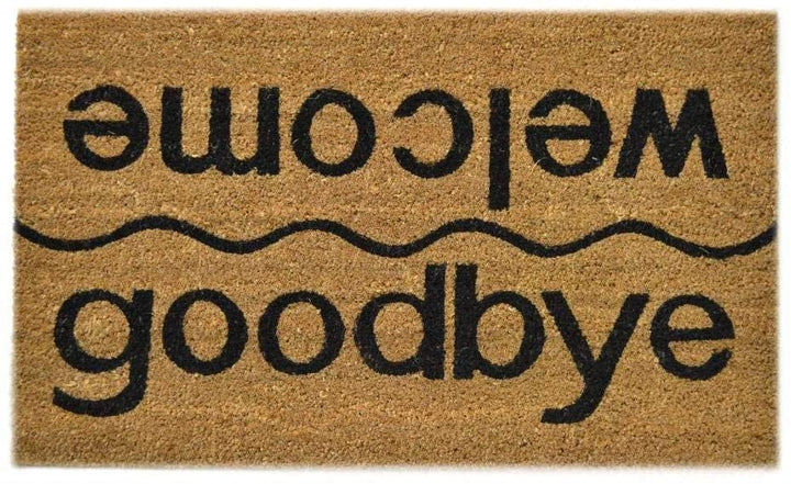 Welcome/Goodbye Natural Coir Doormat Brown Casual