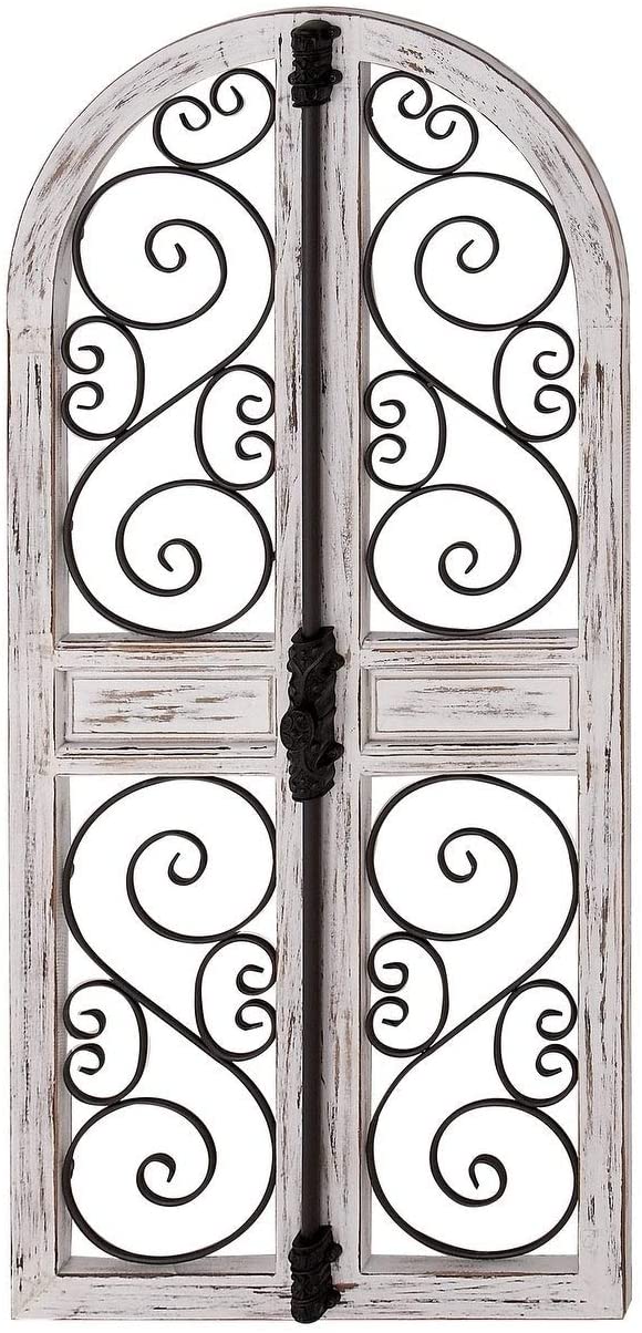 Farmhouse 52 X 24 Inch Wood Iron Door Wall Decor Grey - Diamond Home USA