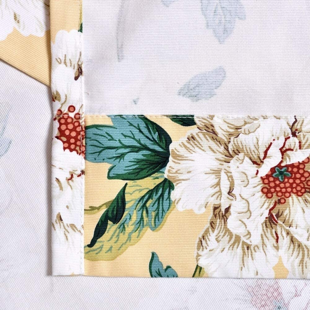 Cotton Curtain Panel Yellow Floral Modern Contemporary - Diamond Home USA