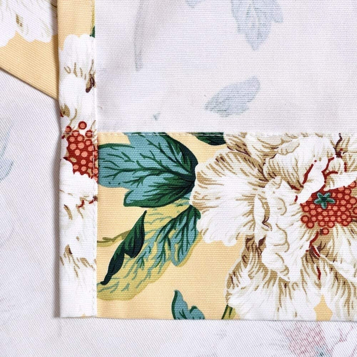 Cotton Curtain Panel Yellow Floral Modern Contemporary - Diamond Home USA
