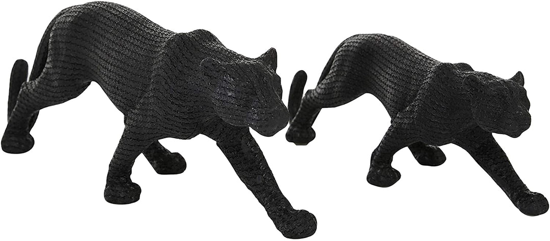 Large Black Jaguar Sculptures Set 2 18 X 4 6