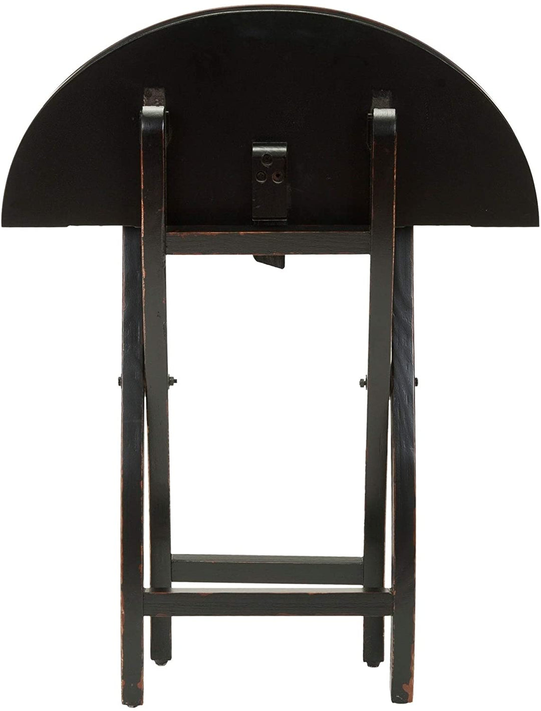 Round Folding Table 0 Black Country Pine Wood Lacquer - Diamond Home USA