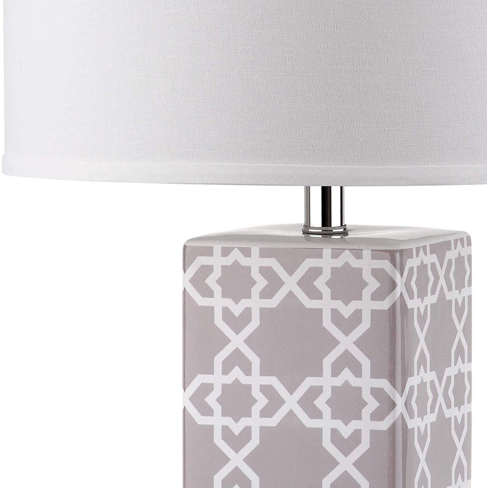Lighting 27 inch Grey Quatrefoil Table Lamp (Set 2) 15"x15"x27" Modern Contemporary Transitional Nickel Bulbs Included