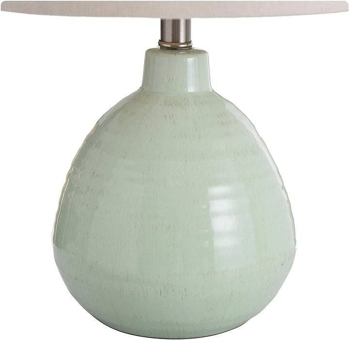 Ceramic Key Lime Green Table Lamp Beige Hardback Linen Shade Modern Contemporary - Diamond Home USA