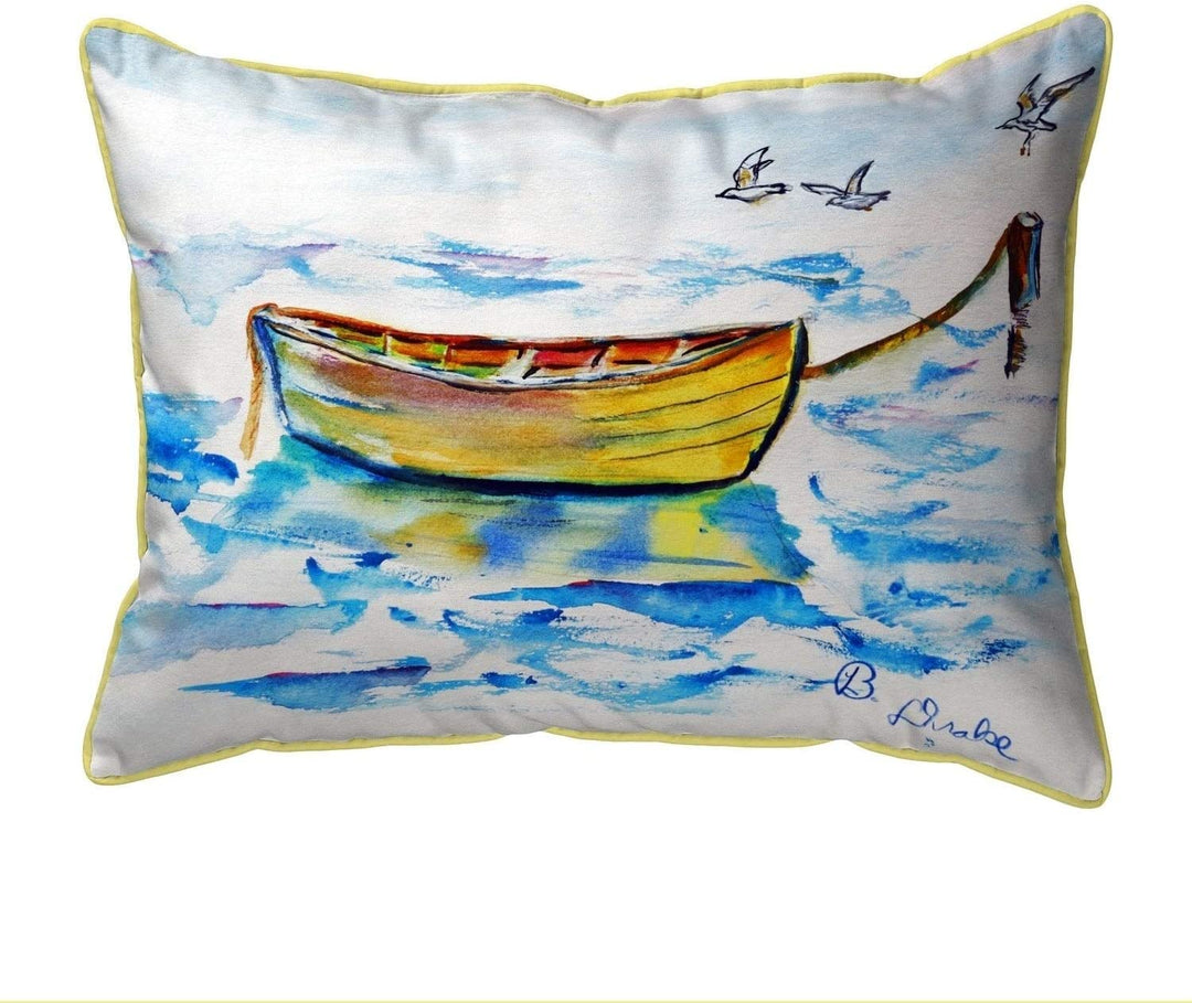 Yellow Row Boat Small Outdoor Pillow 11x14 Color Graphic