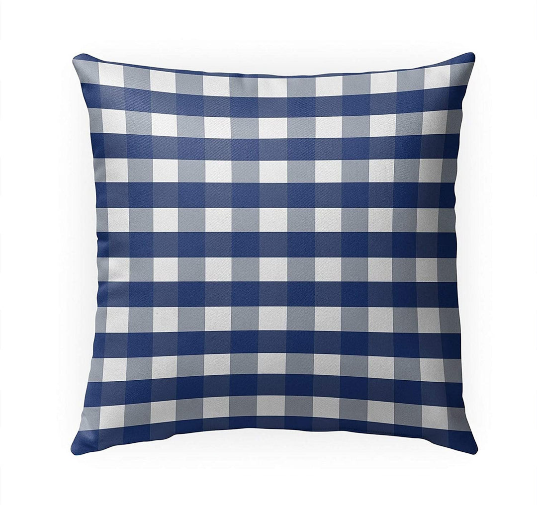 Navy Gingham Dream Indoor|Outdoor Pillow by 18x18 Blue Plaid