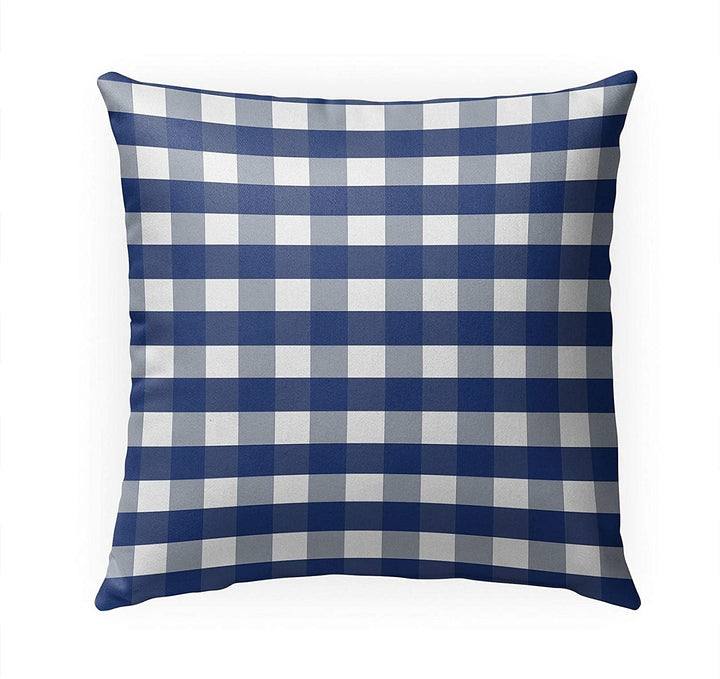 Navy Gingham Dream Indoor|Outdoor Pillow by 18x18 Blue Plaid