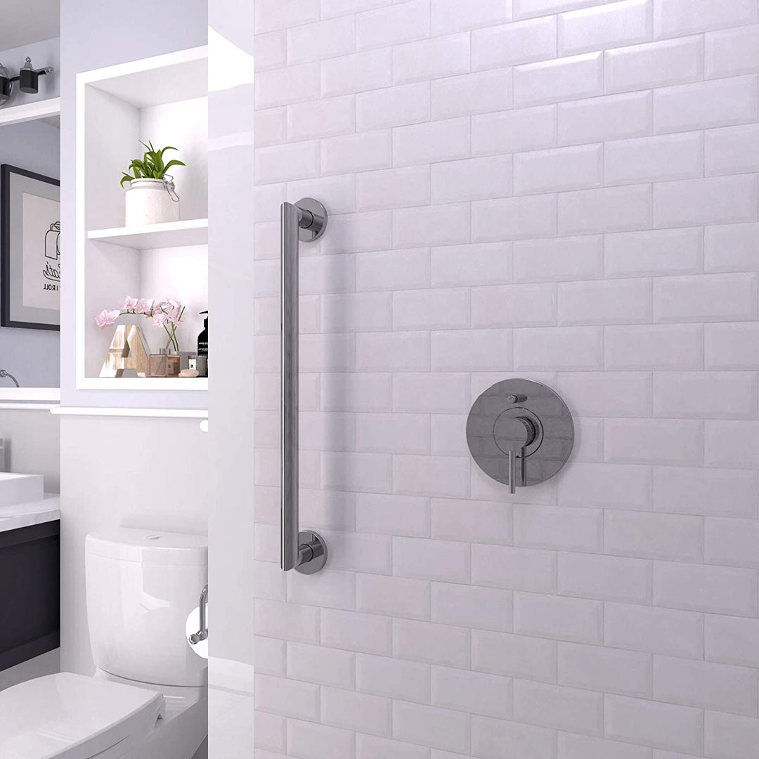 Architectural Grab Bar 1 25 Dia X 24 Polished Chrome Silver Metal Finish Rust Resistant - Diamond Home USA