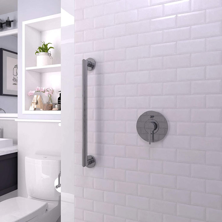 Architectural Grab Bar 1 25 Dia X 24 Polished Chrome Silver Metal Finish Rust Resistant - Diamond Home USA