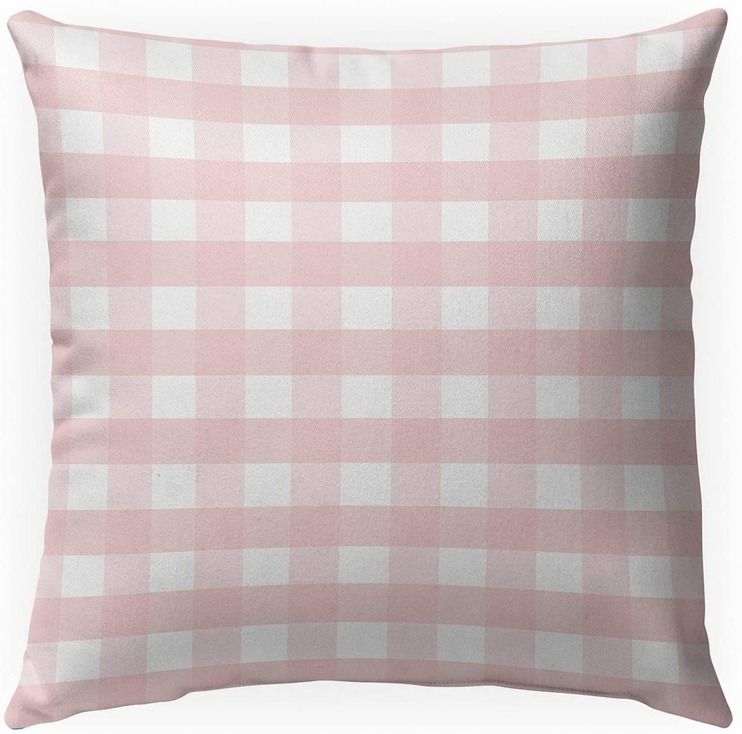 Rose Gingham Dream Indoor|Outdoor Pillow by 18x18 Pink Plaid