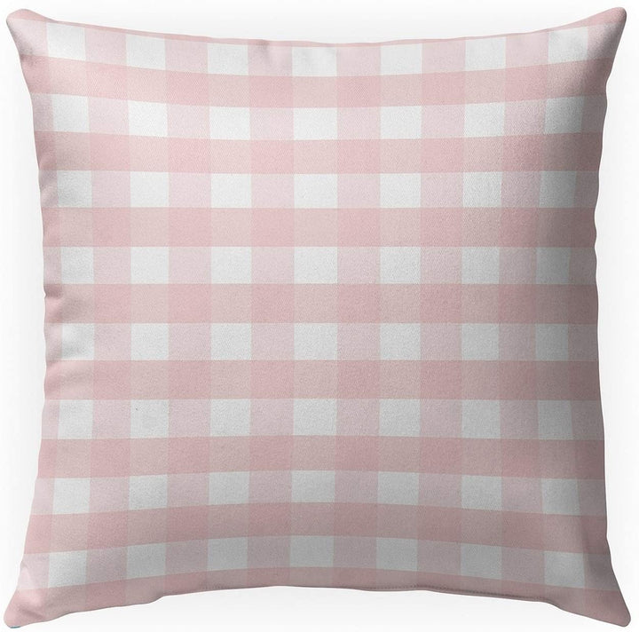 Rose Gingham Dream Indoor|Outdoor Pillow by 18x18 Pink Plaid