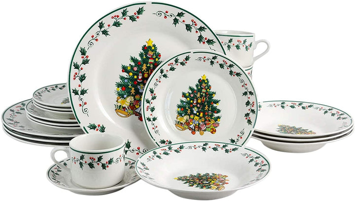 Cozy Christmas Tree Fine Ceramic 20 Piece Decorated