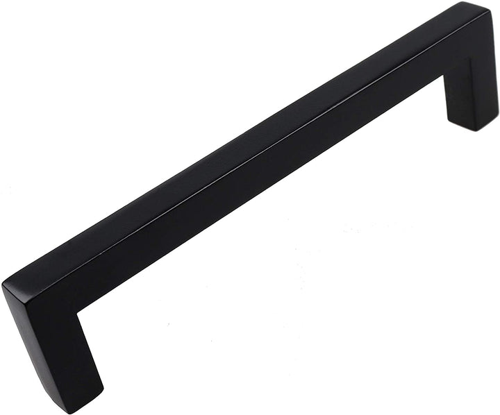 5 Pack 5 inch Center Solid Square Bar Pull Black Modern