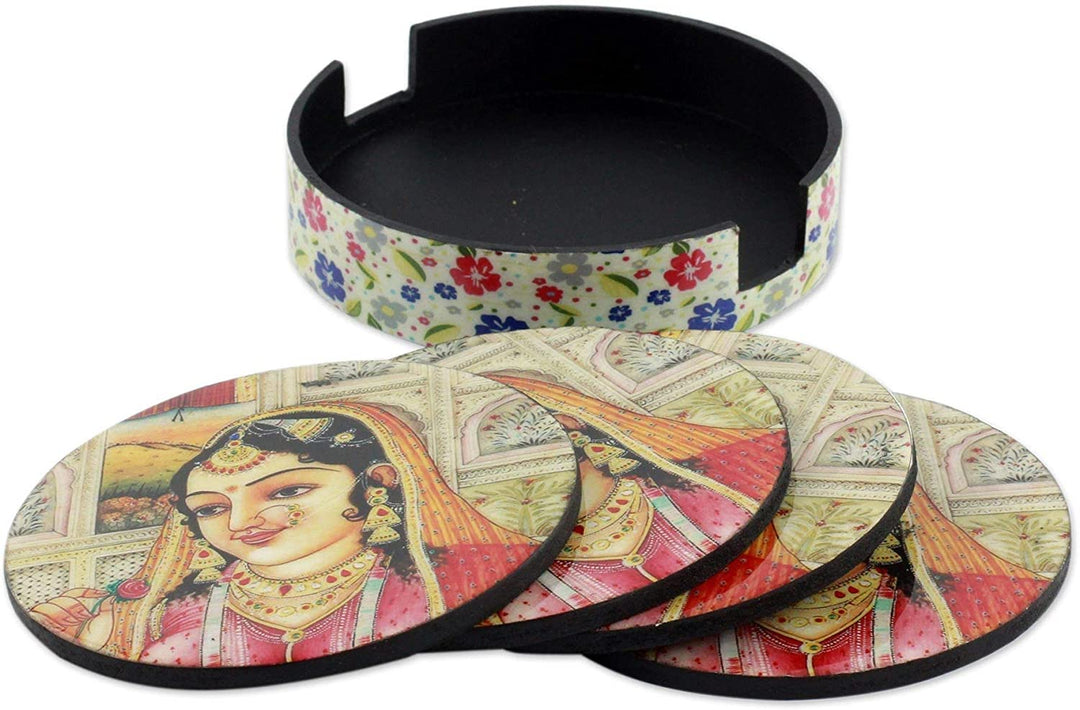Handmade Set 4 Wood 'Mughal Muse' Coasters (India) Color - Diamond Home USA