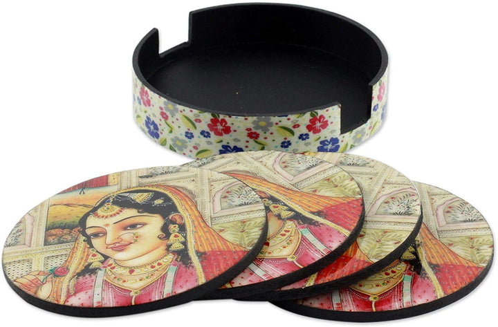 Handmade Set 4 Wood 'Mughal Muse' Coasters (India) Color - Diamond Home USA