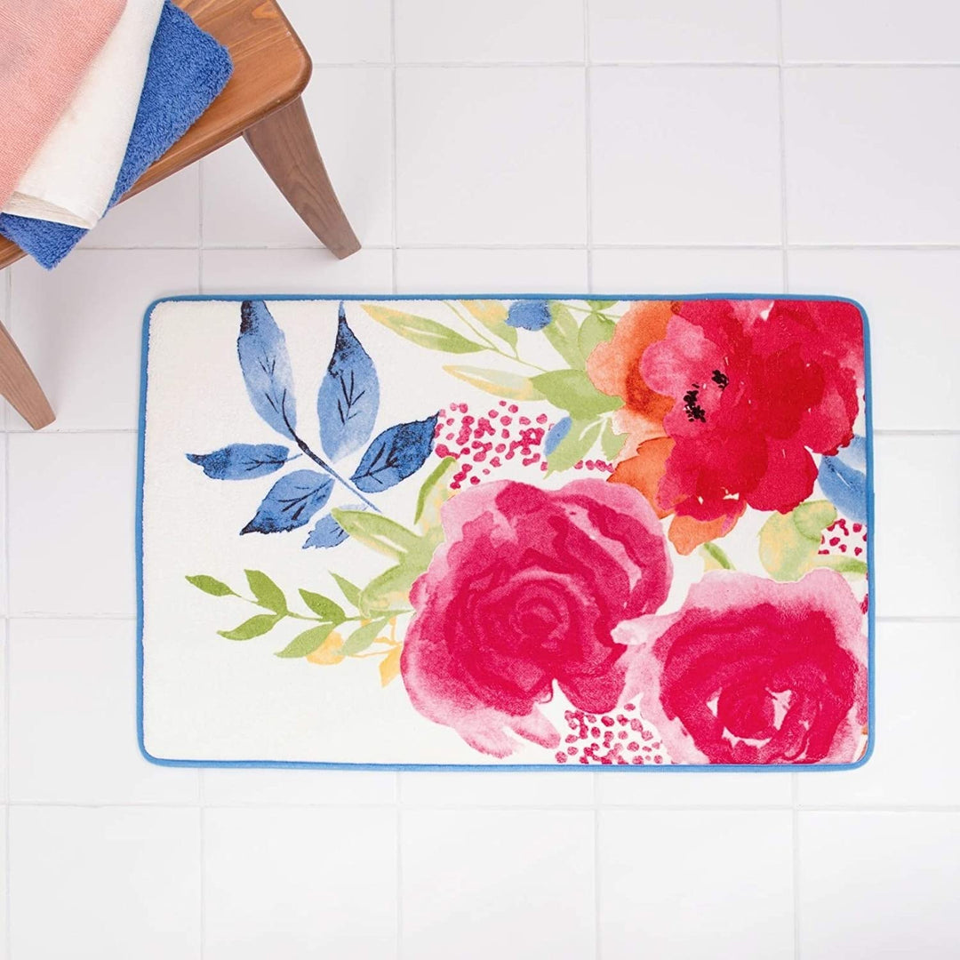 Floral Burst Bath Rug 20 X 30 White Memory