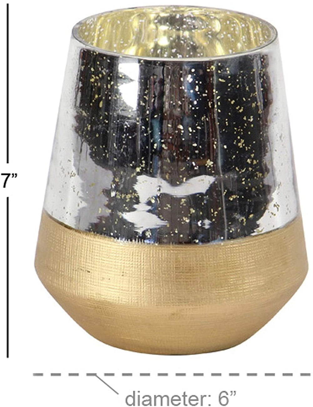 Contemporary 7 X 6 Inch Candle Holder Gold Modern Glass - Diamond Home USA