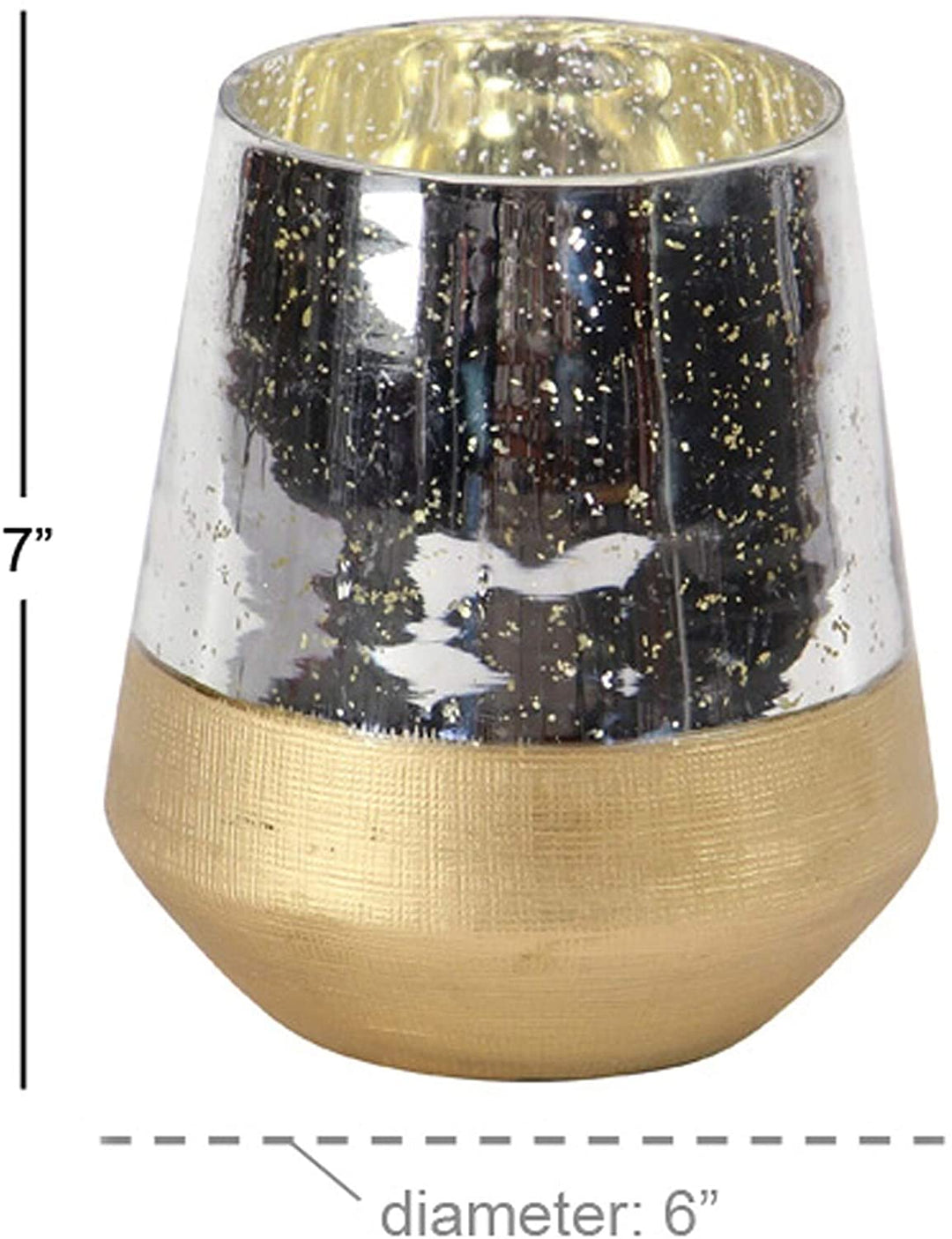 Contemporary 7 X 6 Inch Candle Holder Gold Modern Glass - Diamond Home USA