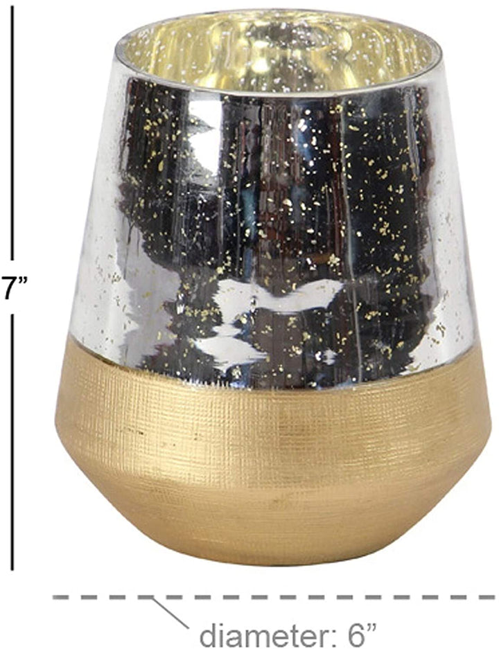 Contemporary 7 X 6 Inch Candle Holder Gold Modern Glass - Diamond Home USA