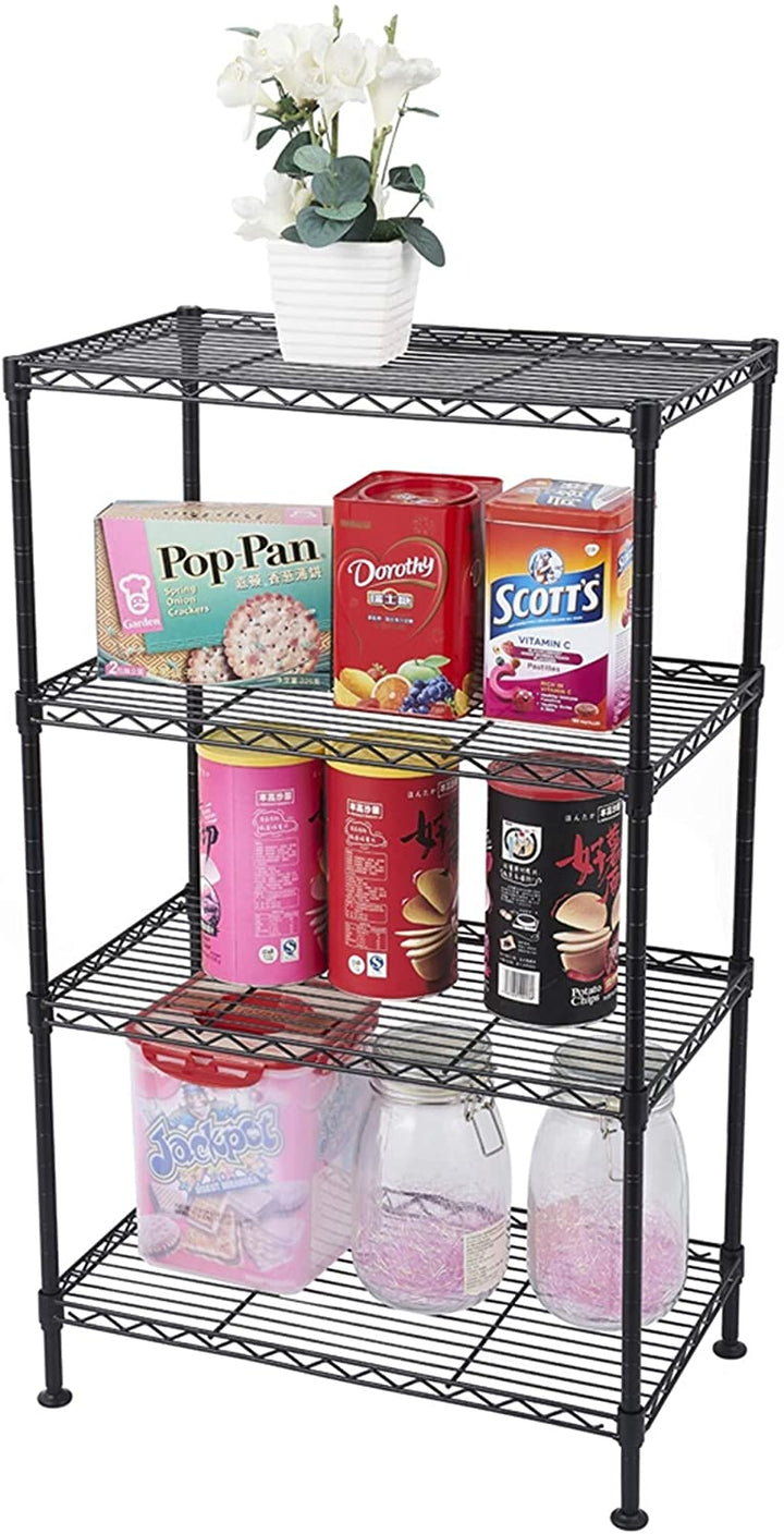 4 Tier Welded Wire Shelving Shoes Rack Black Modern