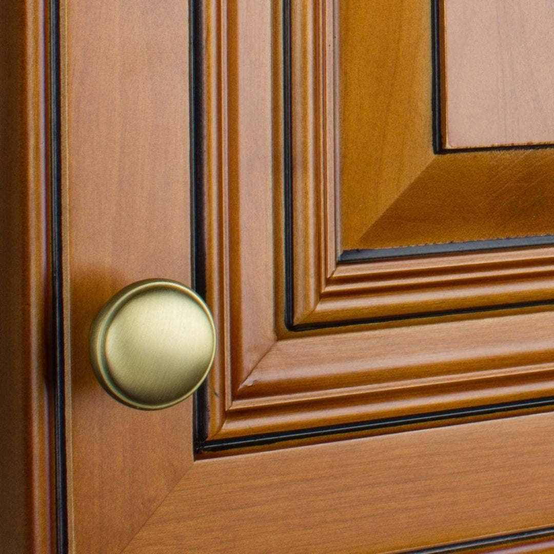 5 Pack 1 1/8 Satin Gold Round Ring Cabinet Knobs Traditional Zinc Finish - Diamond Home USA