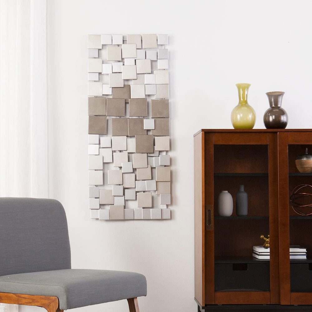 Wall Sculpture Silver Modern Contemporary Iron Metal - Diamond Home USA