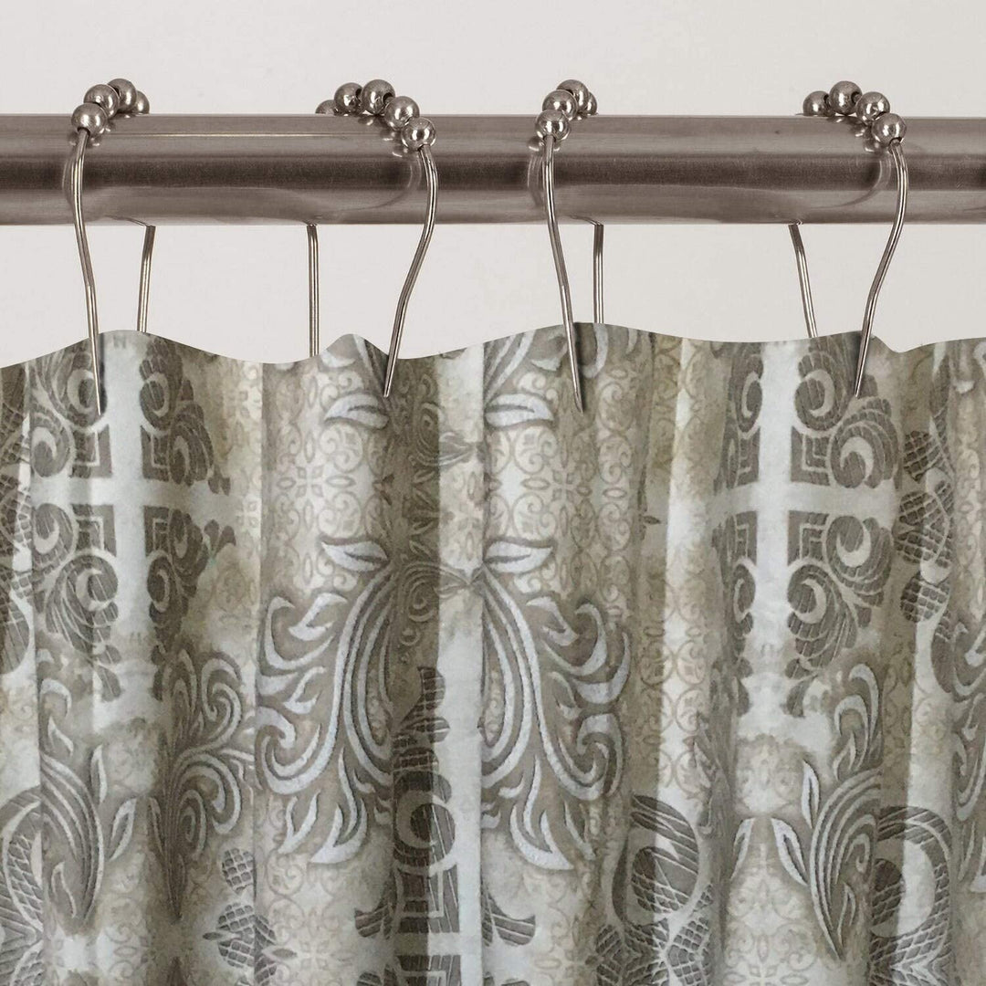 100% Cotton Mosaic Fabric Shower Curtain 70" w X 72" l Off White Geometric Modern Contemporary