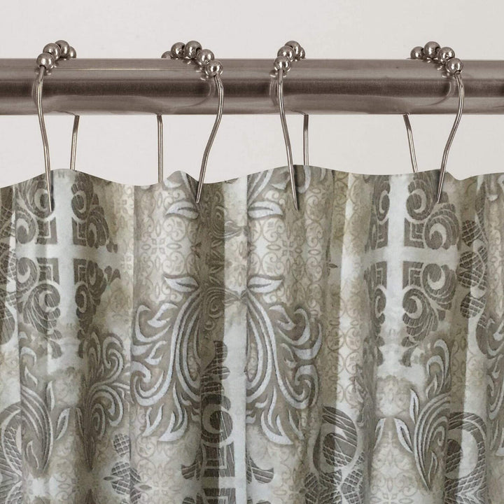 100% Cotton Mosaic Fabric Shower Curtain 70" w X 72" l Off White Geometric Modern Contemporary