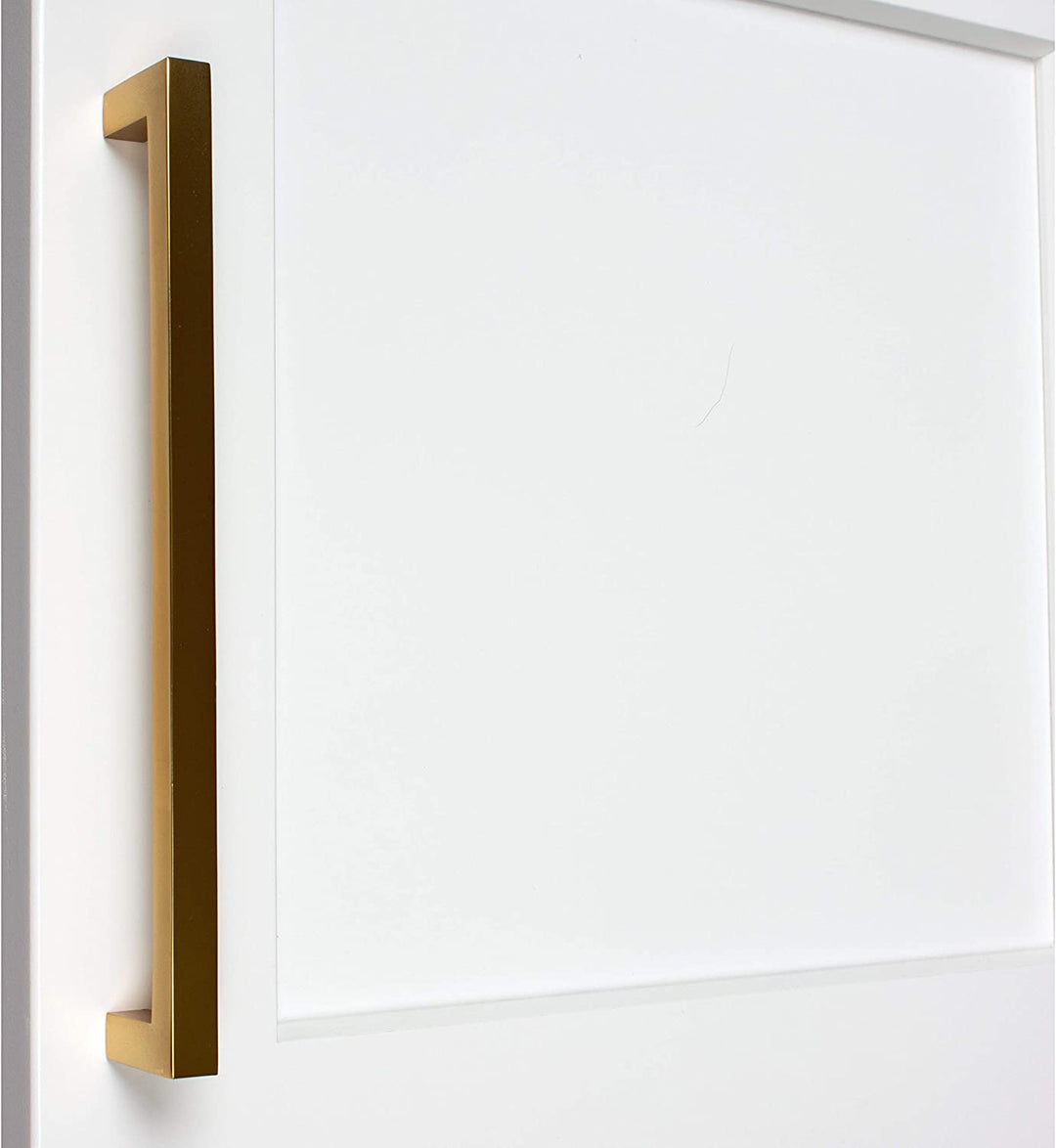 7 9/16 Center Gold Solid Square Bar Pulls (10 Pack) Brass Modern Contemporary Zinc Finish