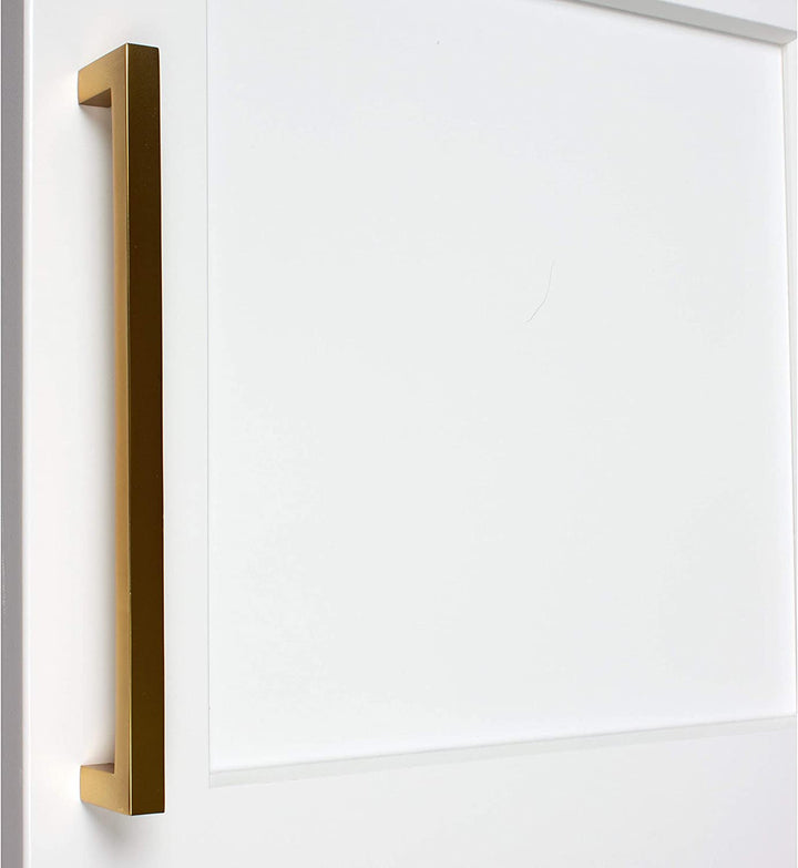 7 9/16 Center Gold Solid Square Bar Pulls (10 Pack) Brass Modern Contemporary Zinc Finish