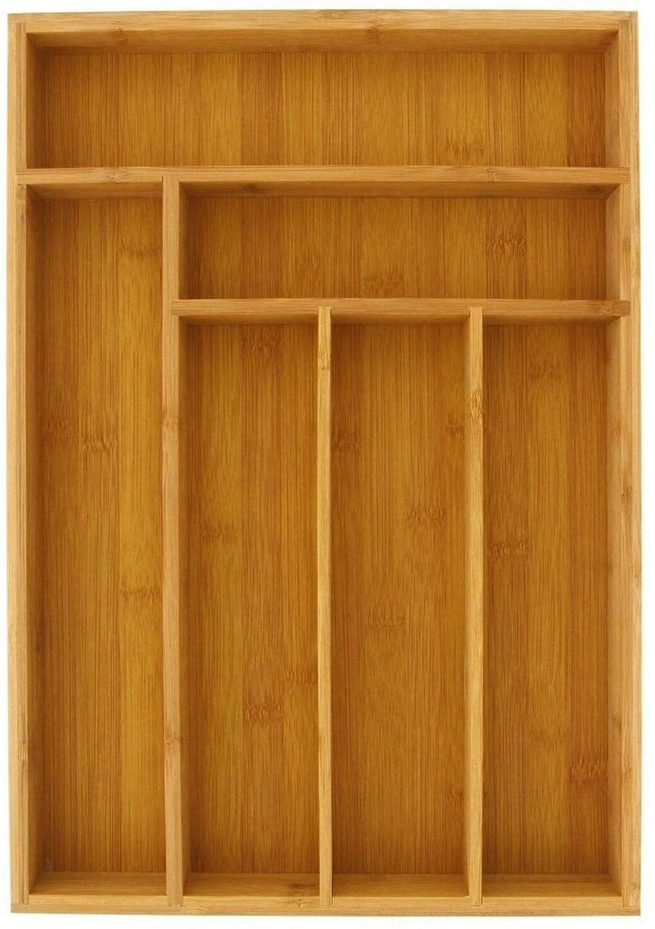6 Slot Bamboo Drawer Organizer Silverware Dividers