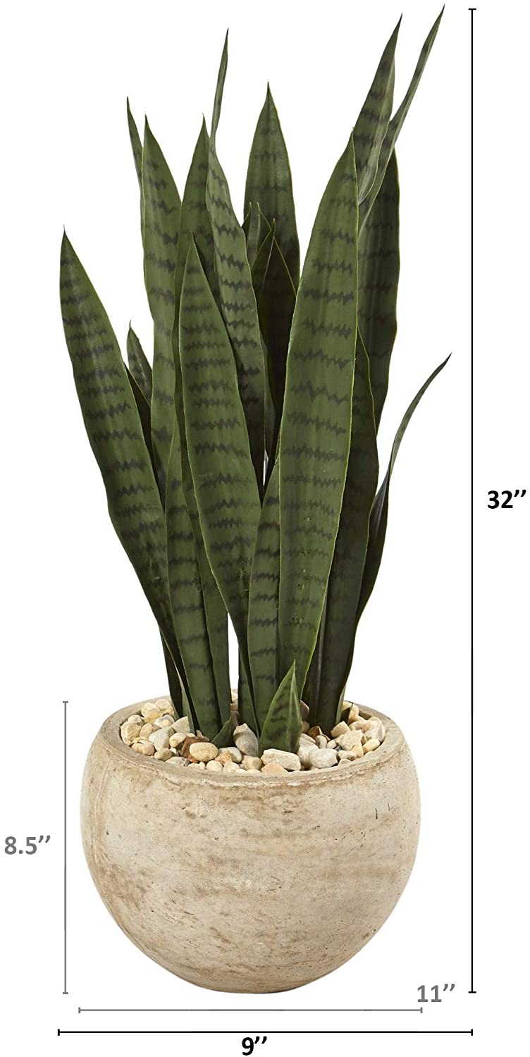 32" Artificial Plant Sand Colored Planter Green - Diamond Home USA