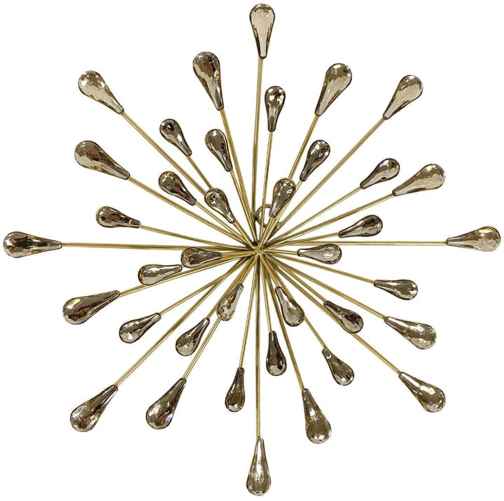12 5" Dia Gold Starburst Metal/Clear Beads Wall Art Clear